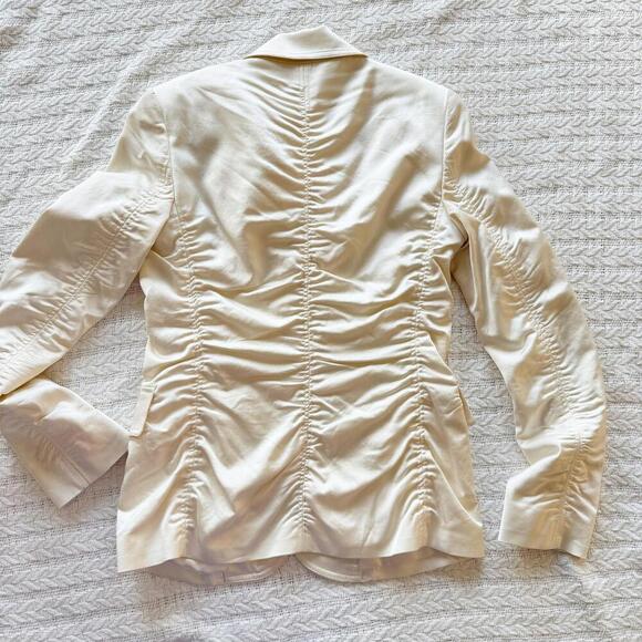 Theory Women's Cream Satin Rushed & Tailored Blazer - Size S - Picture 8 of 9